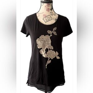 White House Black Market Floral Sequin Women's Top